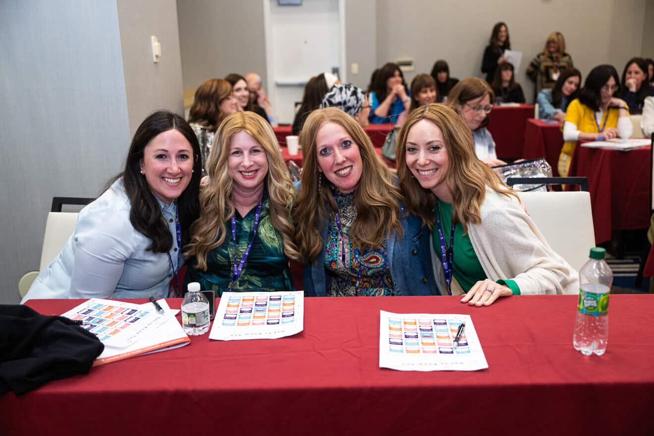From left, Rebbetzin Batya Basalely of Great Neck, N.Y.; Tzivia Weiss of Houston; Rebbetzin Rachel Isaacs of Phoenix; and Rebbetzin Estee Silver of Long Beach, N.Y., participate in the fellowship on mental-health awareness. Credit: Courtesy of the OU Women's Initiative.
