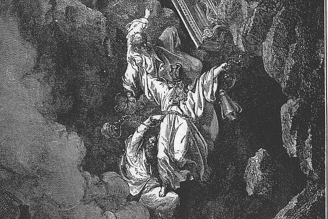 An illustration of the deaths of Korah, Dathan and Abiram as described in the Book of Numbers, by Gustave Doré, 1865. Source: Wikimedia Commons.