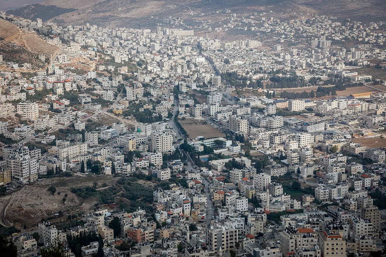 Nablus in Samaria, as seen from Mount Gerizim, Nov. 14, 2022. Photo by Gershon Elinson/Flash90.