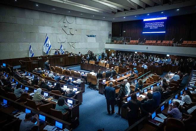 A vote on reviving the ultra-Orthodox enlistment bill at the assembly hall of the Knesset in Jerusalem on June 11, 2024. Photo by Yonatan Sindel/Flash90.