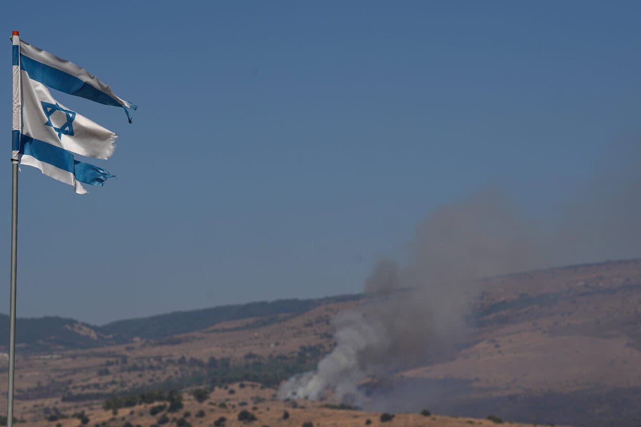 Smoke rises near Israel's northern border following missile attacks from Lebanon, July 21, 2024. Photo by Ayal Margolin/Flash90.