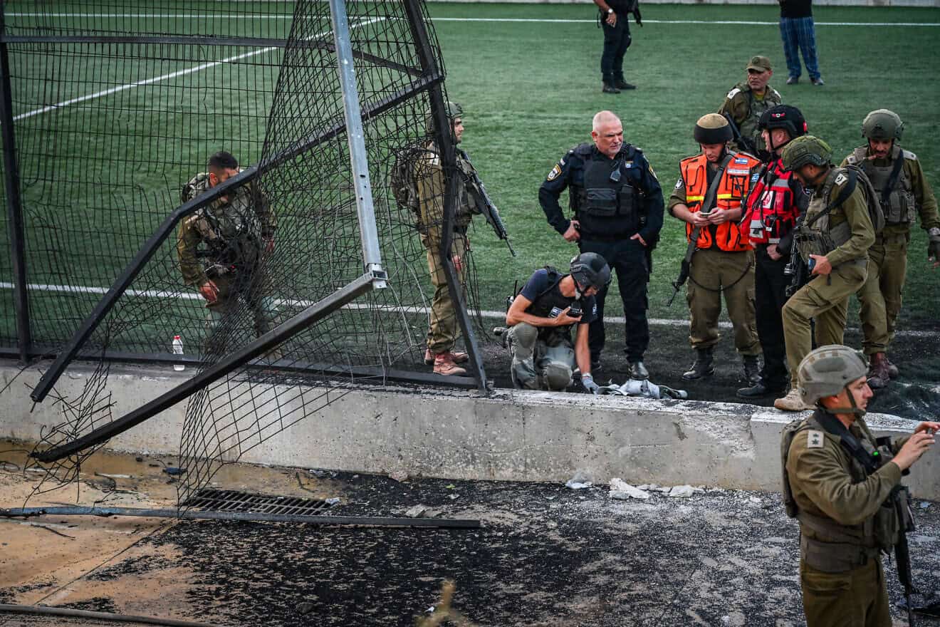 Rescue forces at the site of a Hezbollah rocket attack in the Israeli Druze village of Majdal Shams, July 27, 2024. Photo by Michael Giladi/Flash90.