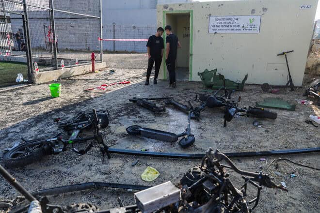 The scene of a deadly rocket attack at a soccer field in the Druze town of Majdal Shams, in the Golan Heights, July 28, 2024. Photo by Ayal Margolin/Flash90.