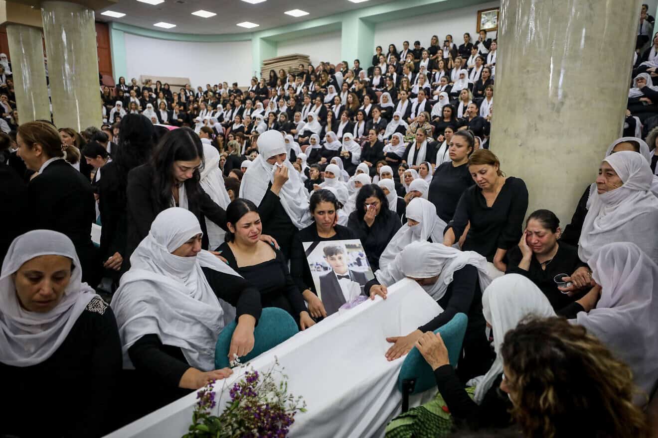 The funeral of children who were killed at a soccer field by a rocket fired from Lebanon, in the Druze town of Majdal Shams in the Golan Heights, July 28, 2024. Photo by Jamal Awad/Flash90.