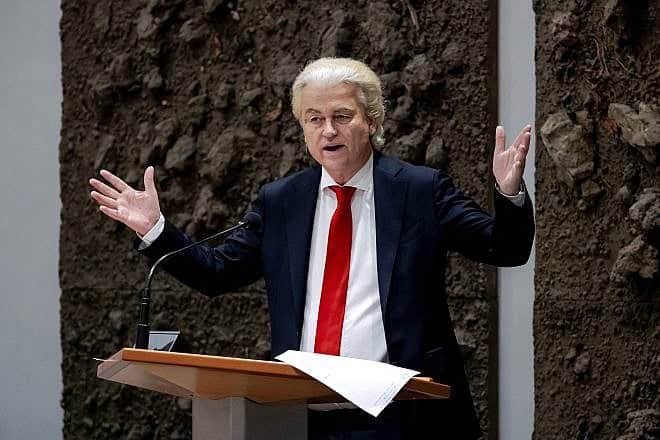 Geert Wilders during a debate in the plenary hall of the House of Representatives in The Hague, July 3, 2024. Photo by Robin van Lonkhuijsen/ANP/AFP via Getty Images.