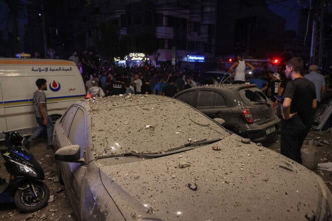 Damage following an Israeli strike in Dahiyeh, a Hezbollah stronghold in southern Beirut, July 30, 2024. Photo by Anwar Amro/AFP via Getty Images.