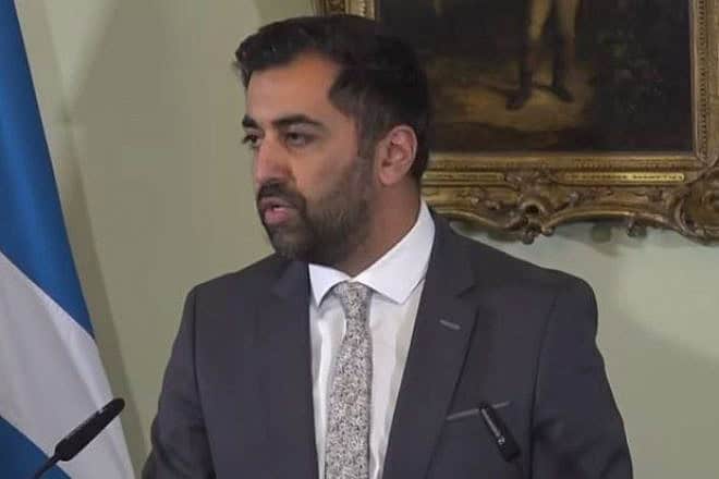 Scotland's former First Minister Humza Yousa announcing the end of a power-sharing deal with the Scottish Greens, April 29, 2024. Source: YouTube.