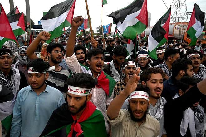 Supporters of Islami Jamiat-e-Talaba—the largest student organization in Pakistan—rally in Karachi in solidarity with the Palestinians, June 29, 2024. Photo by Rizwan Tabassum/AFP via Getty Images.