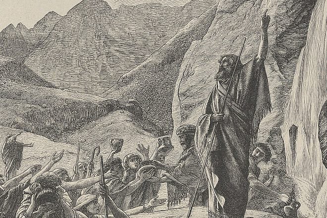 "Moses Strikes the Rock" from Dalziels' Bible Gallery, circa 1865-1881. Source: Metropolitan Museum of Art via Wikimedia Commons.
