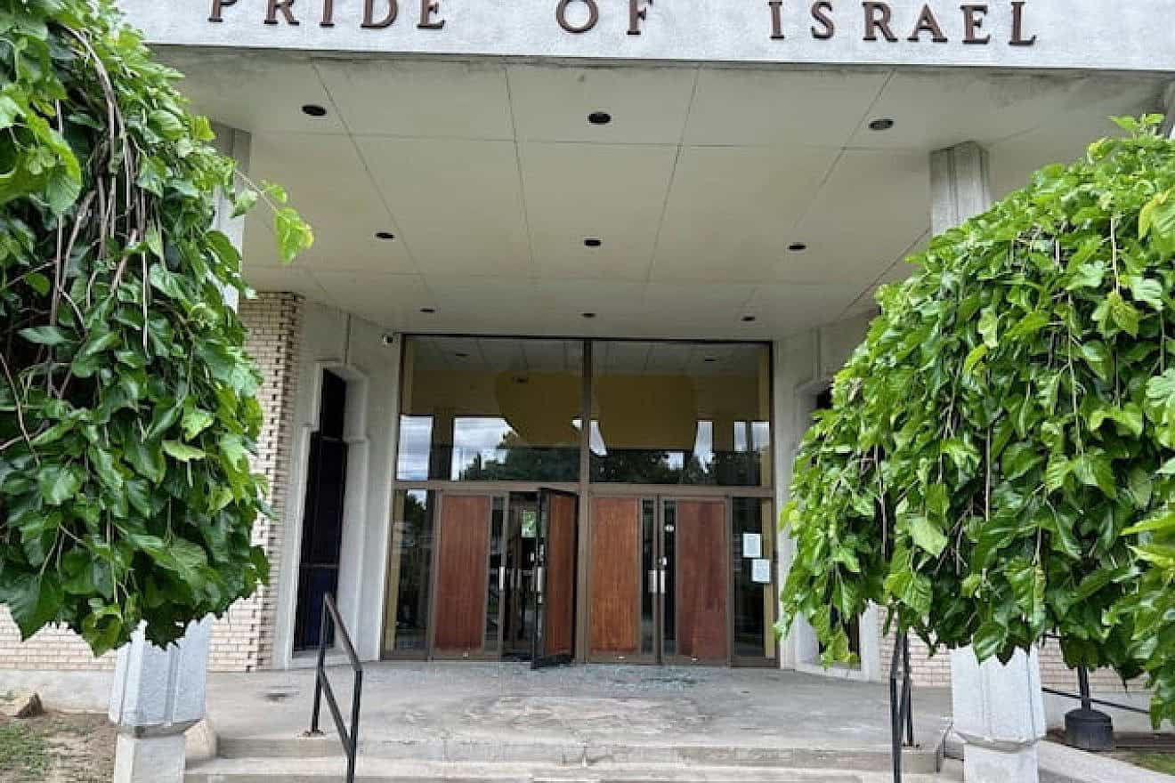 The Pride of Israel Synagogue in Toronto, Canada, suffered damage after attacked by vandals on June 30, 2024. Credit: Courtesy of B'nai Brith Canada.