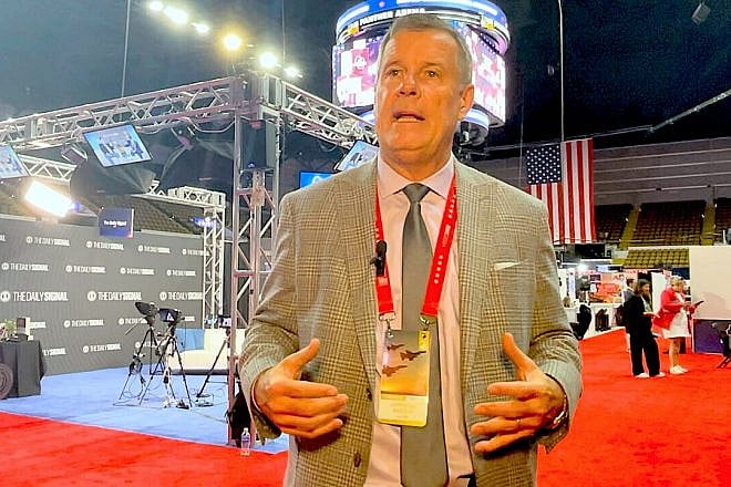 Jim McLaughlin, president and a partner at an eponymous New York polling firm, at the Republican National Convention in Milwaukee on July 17, 2024. Photo by Mike Wagenheim.