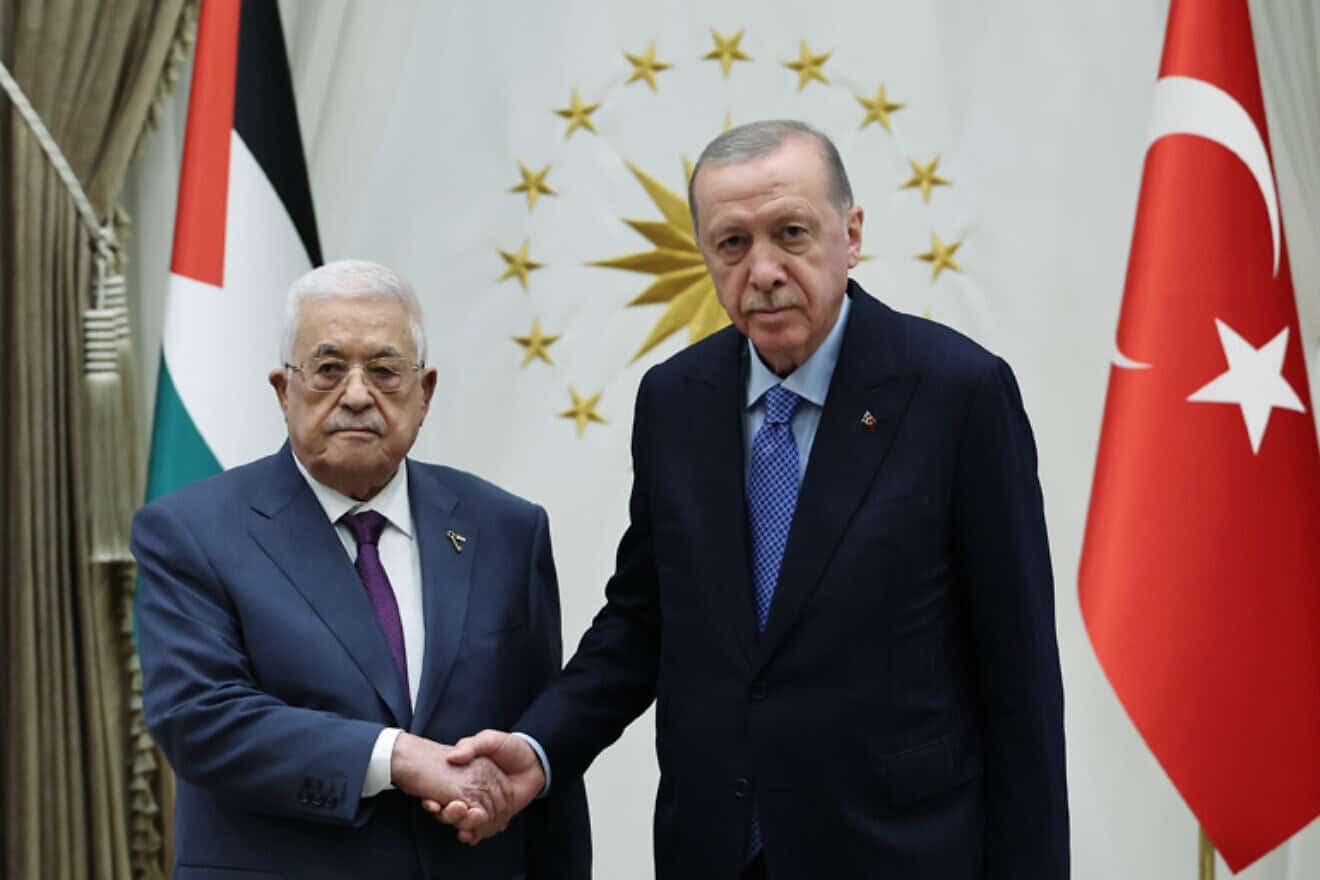 Palestinian Authority chief Mahmoud Abbas (left) with Turkish President Recep Tayyip Erdoğan in Ankara, Aug. 14, 2024. Credit: Presidency of the Republic of Turkey.
