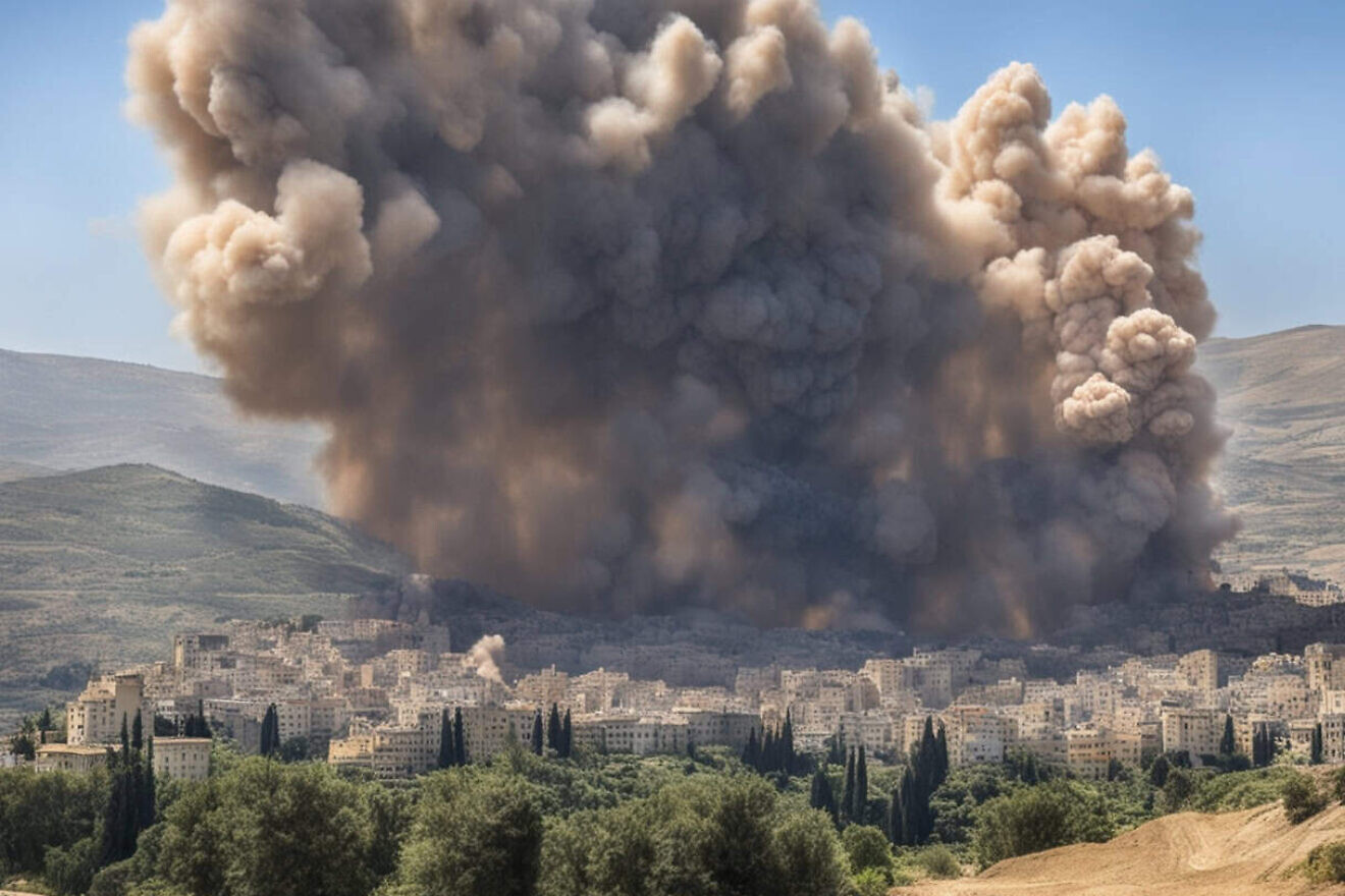 An illustrative image of an explosion in a hilly area. Source: DeepAI.