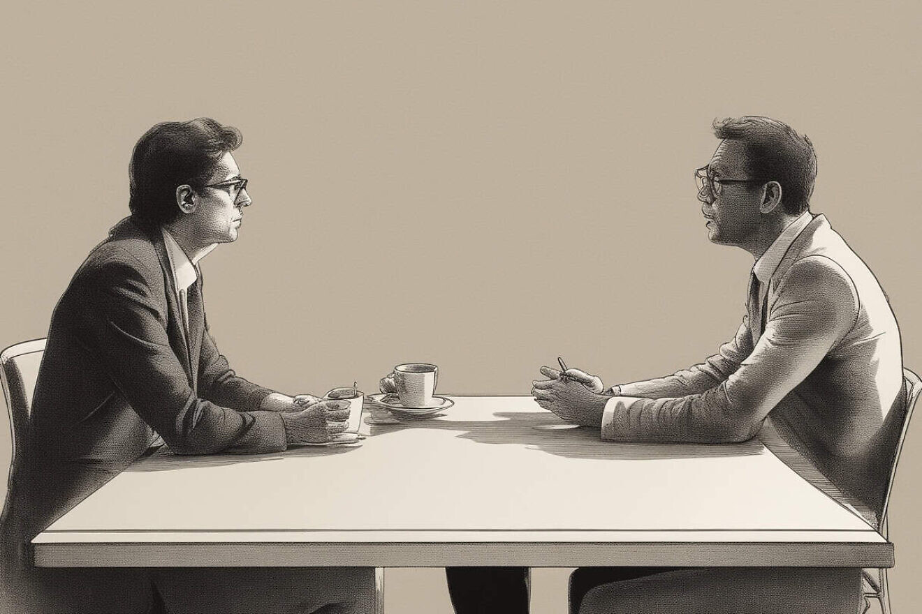 An illustrative image of two people having a discussion. Source: DeepAI.