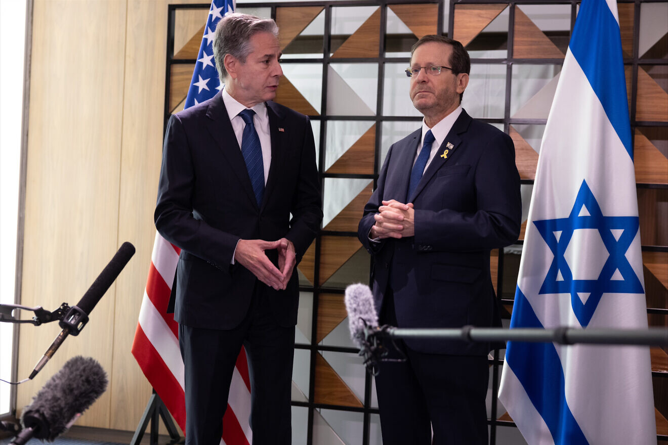 U.S. Secretary of State Antony Blinken meets with Israeli President Isaac Herzog in Tel Aviv, Aug. 19, 2024. Credit: Chuck Kennedy/U.S. State Department.