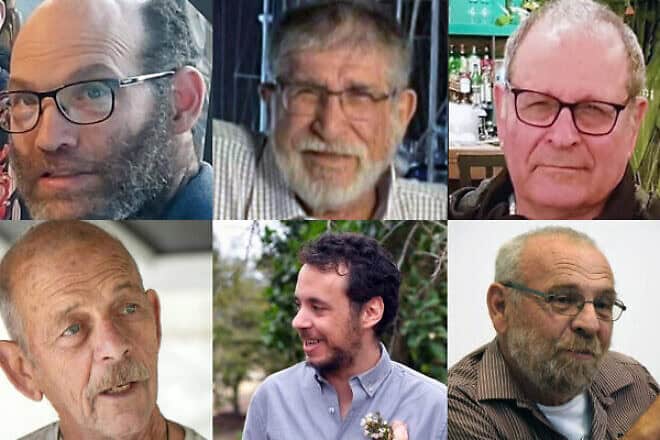 Recently recovered deceased hostages: Top (from left) Nadav Popplewell, Yoram Metzger and Avraham Munder; bottom (from left) Chaim Peri, Yagev Buchshtav and Alex Dancyg. Credit: Courtesy.