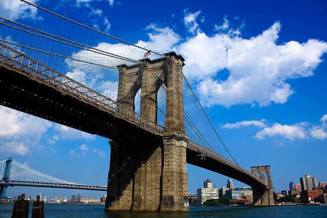 Brooklyn Bridge in New York City. Credit: Suiseiseki via Wikimedia Commons.