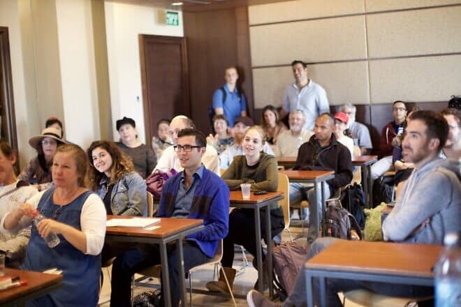 Essentials class in action at the Dan Family Aish World Center in the Old City of Jerusalem. Credit: Courtesy.
