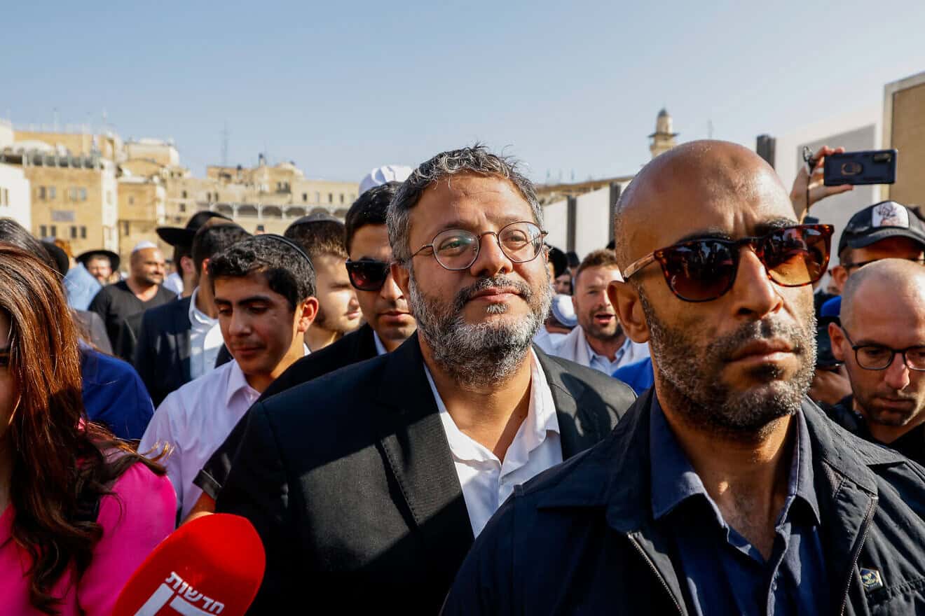 Israeli National Security Minister Itamar Ben-Gvir arrives to visit the Temple Mount in Jerusalem's Old City on Tisha B'Av, Aug. 7, 2022. Photo by Olivier Fitoussi/Flash90.