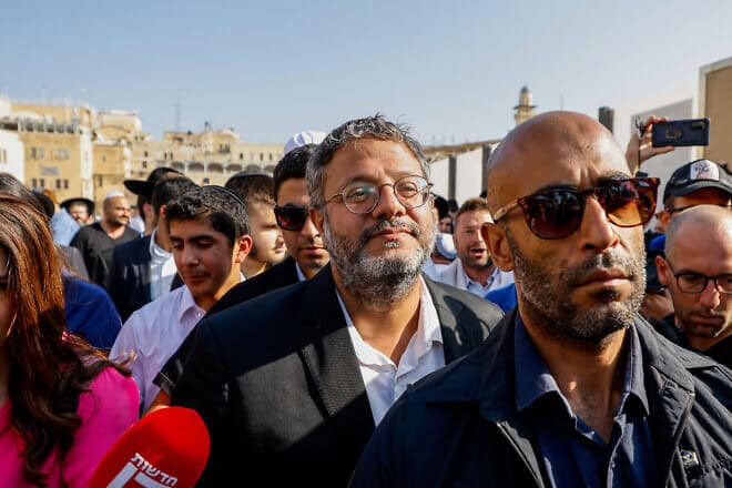 Israeli National Security Minister Itamar Ben-Gvir arrives to visit the Temple Mount in Jerusalem's Old City on Tisha B'Av, Aug. 7, 2022. Photo by Olivier Fitoussi/Flash90.