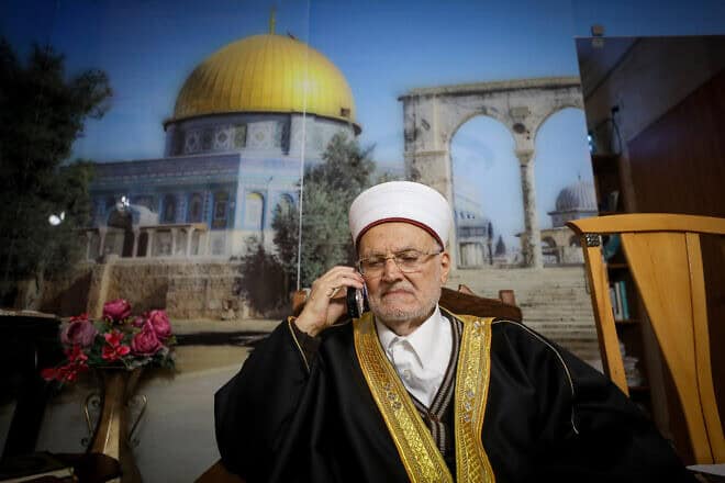 Former Palestinian Authority Mufti Ekrima Sabri at his home in Jerusalem, Feb. 22, 2024. Photo by Jamal Awad/Flash90.