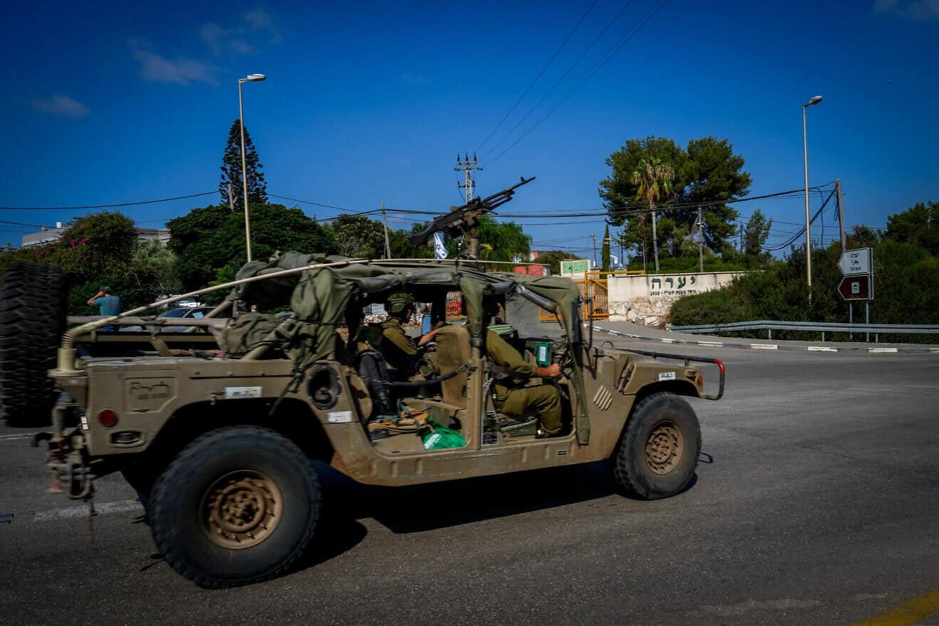 The entrance to Moshav Ya'ara in the Western Galilee after a Hezbollah drone attack, Aug. 19, 2024. Photo by Ayal Margolin/Flash90.
