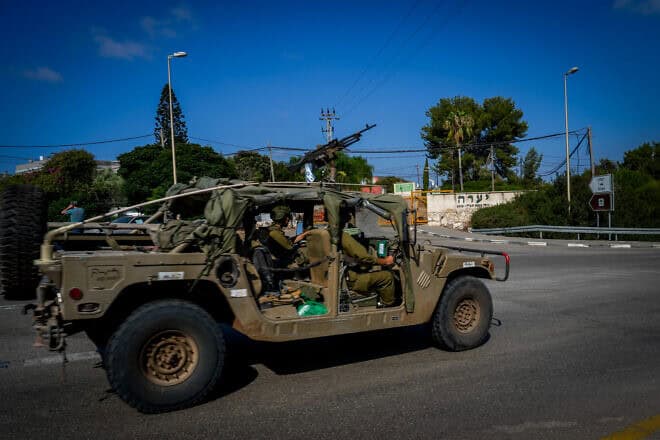 The entrance to Moshav Ya'ara in the Western Galilee after a Hezbollah drone attack, Aug. 19, 2024. Photo by Ayal Margolin/Flash90.