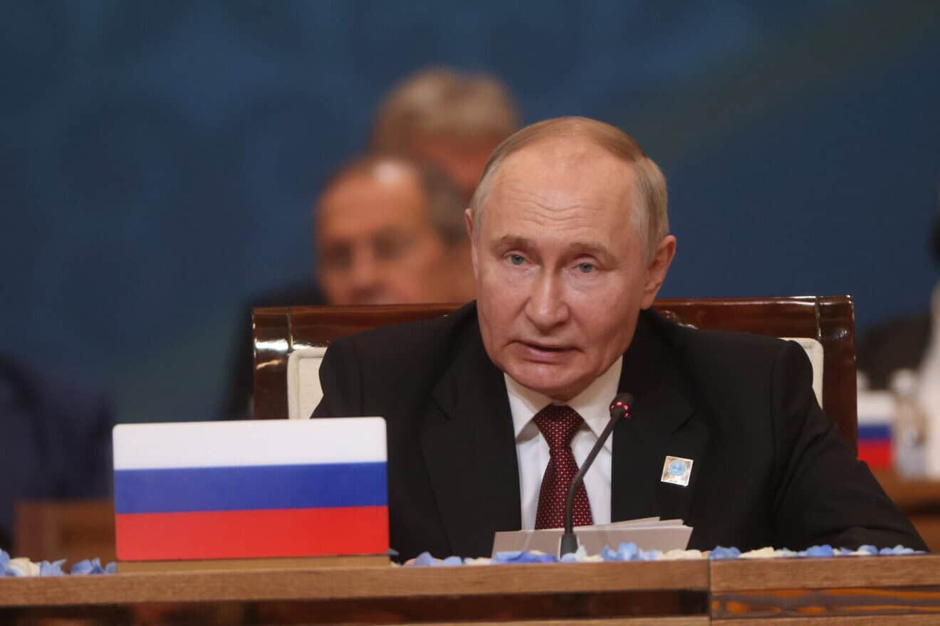 Russian President Vladimir Putin during the plenary session of the SCO Summit on July 4, 2024 in Astana, Kazakhstan. Photo by Contributor/Getty Images.
