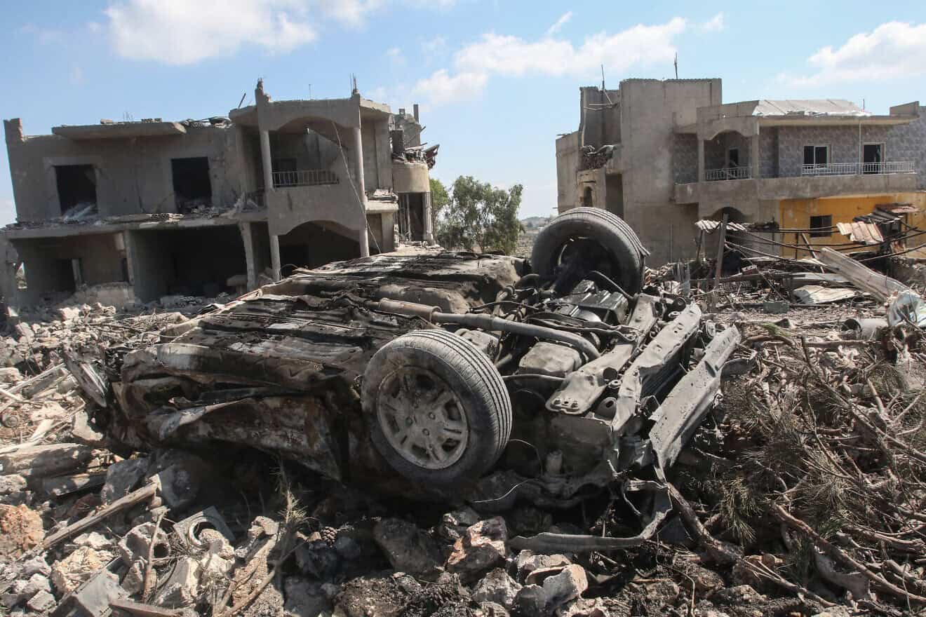 This picture shows the aftermath of an Israeli raid in the Southern Lebanese village of Shama (Chamaa), on Aug. 2, 2024. Photo by Mahmoud Zayyat/AFP via Getty Images.
