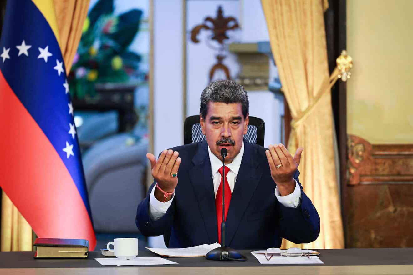 Venezuela's President Nicolas Maduro speaks during a press conference after testifying before the electoral chamber at main headquarters of the Supreme Court of Justice (TSJ) at the Miraflores presidential palace in Caracas, Venezuela, on Aug. 2, 2024. Photo by Jesus Vargas/Getty Images.