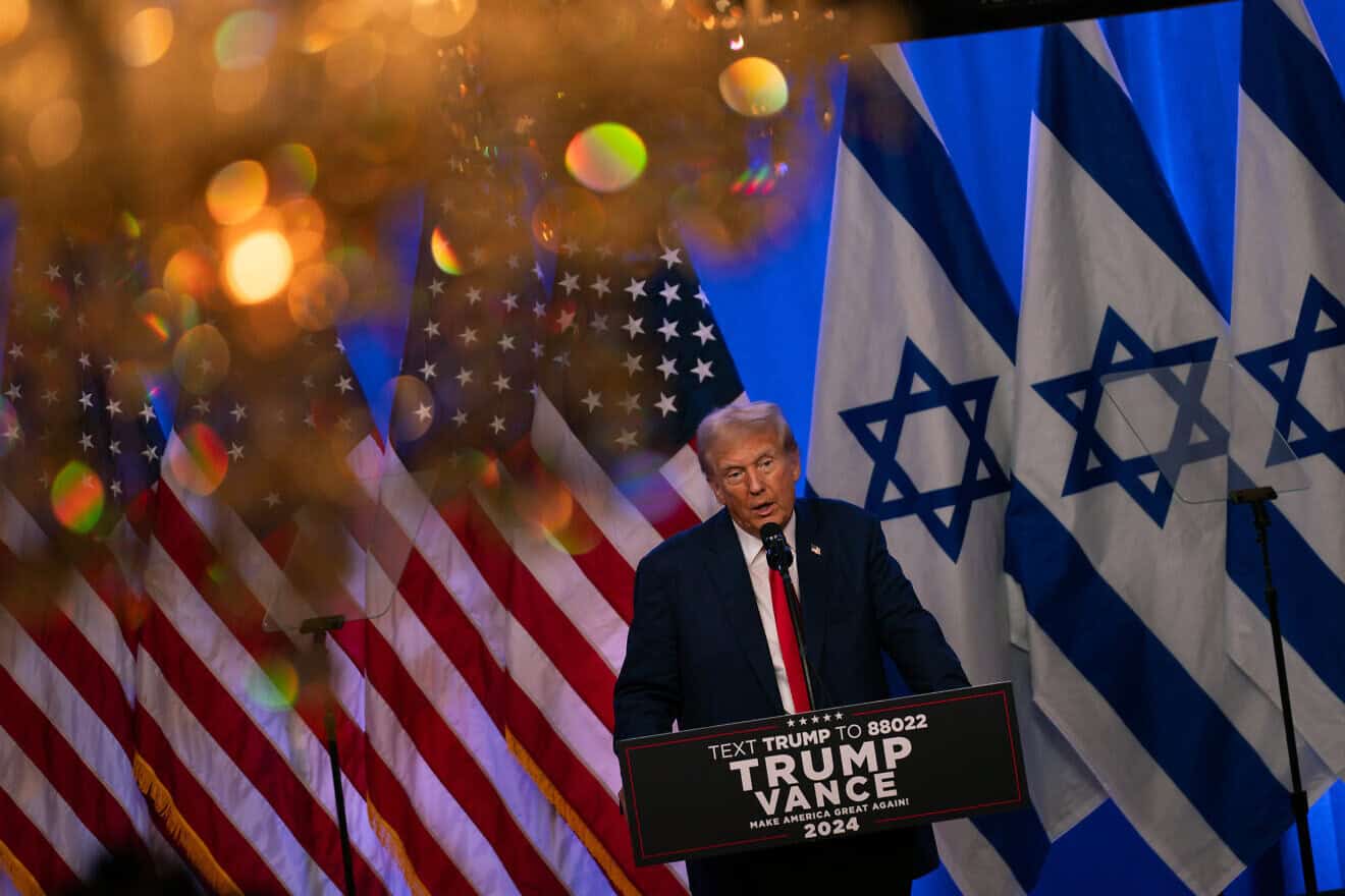 Republican presidential candidate, former President Donald Trump holds an event with Dr. Miriam Adelson at the Trump National Golf Club Bedminster in Bedminster, N.J. , on Aug. 15, 2024. Photo by Adam Gray/Getty Images.