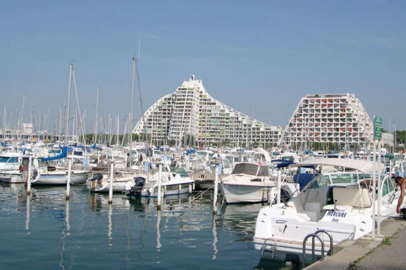 The La Grande-Motte marina on France's Mediterranean coast. Photo by Alain Caraco via Wikimedia Commons.