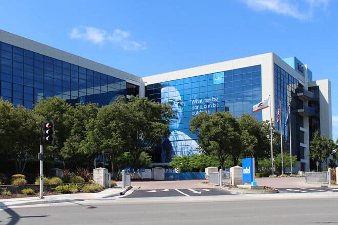 Intel headquarters in Santa Clara, Calif., July 2, 2023. Credit: Coolcaesar via Wikimedia Commons.