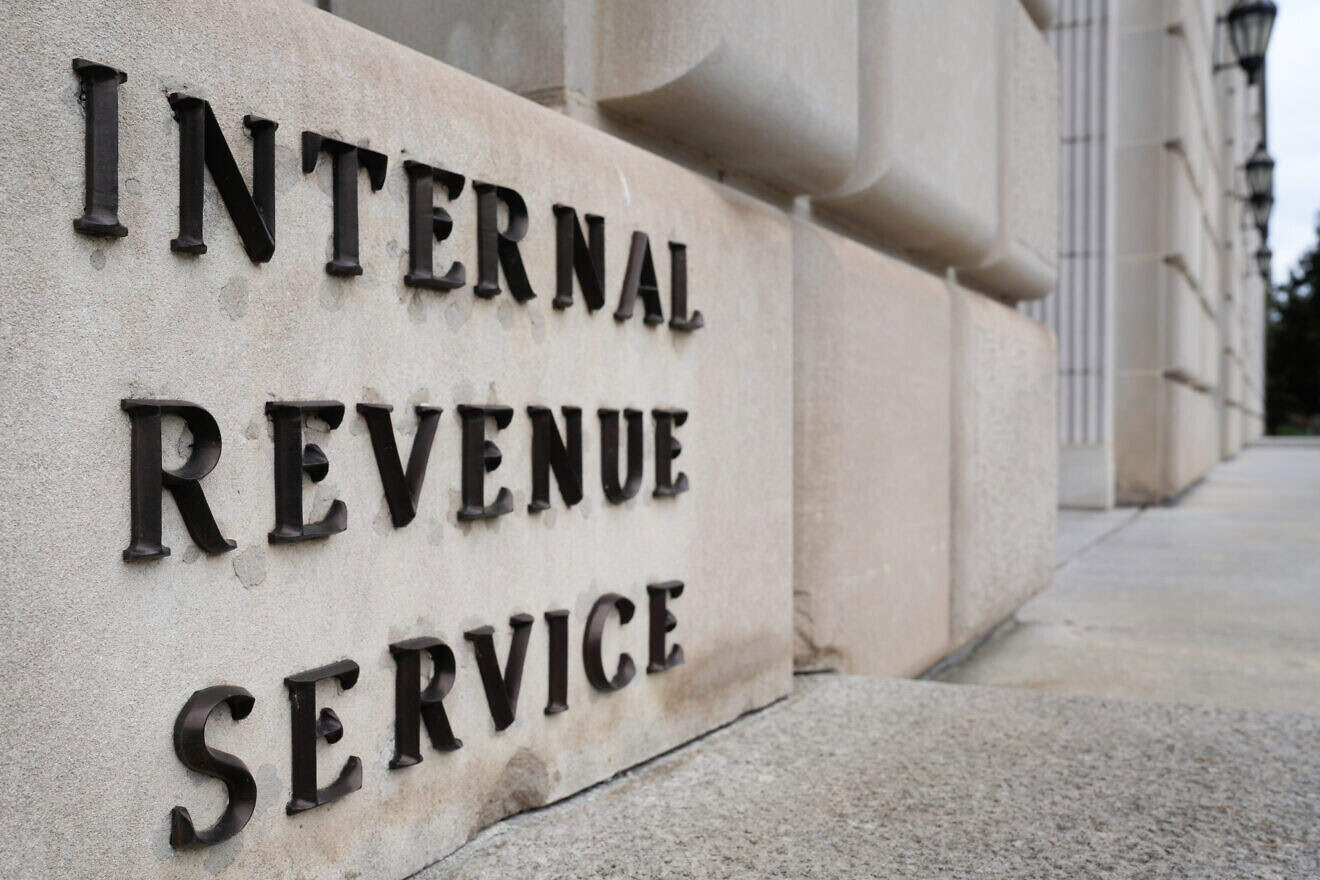 A sign marking the front entrance to the Internal Revenue Service (IRS) headquarters building in Washington, D.C., on Jan. 30, 2024. Photo by J. David Ake/Getty Images.