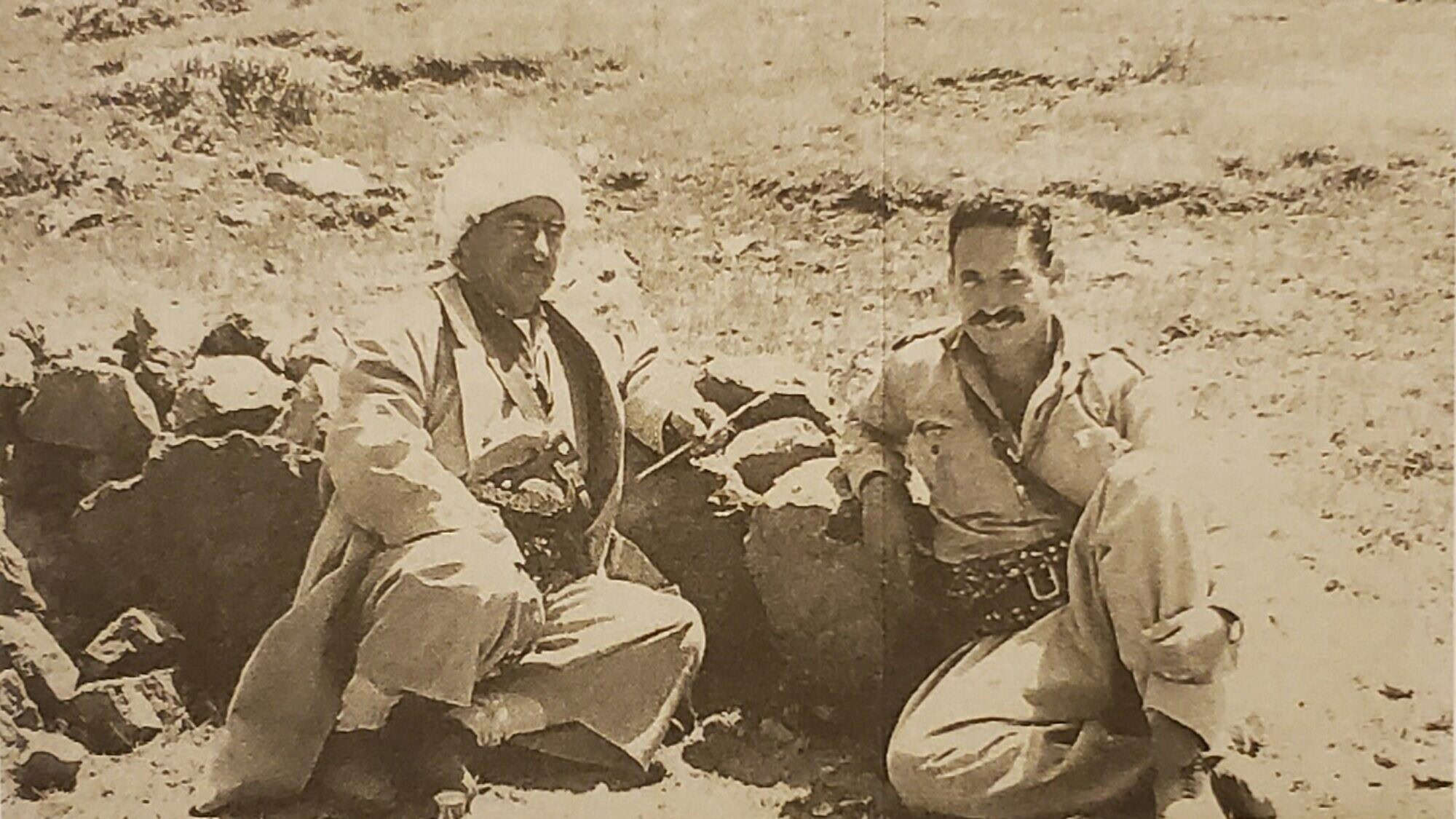 Kurdish leader Mustafa Barzani and IDF officer Tsuri Sagi in Kurdistan, 1966. Credit: Courtesy.