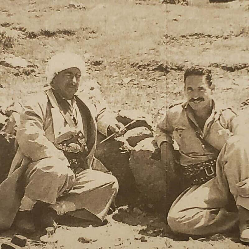 Kurdish leader Mustafa Barzani and IDF officer Tsuri Sagi in Kurdistan, 1966. Credit: Courtesy.