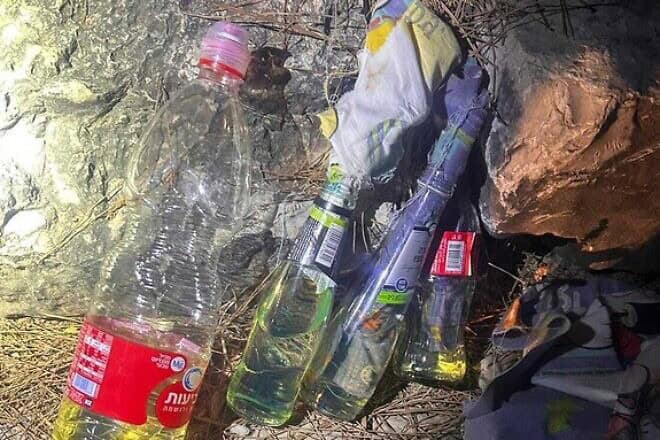 Fire bombs intended for attacks on vehicles in northern Israel, Aug. 21, 2024. Credit: Israel Police.
