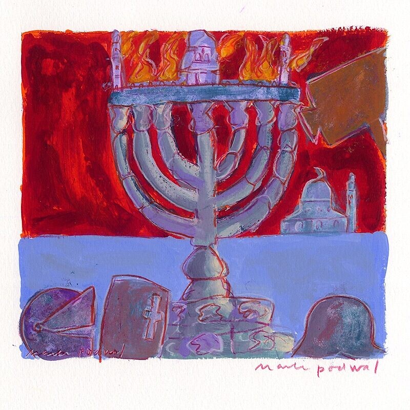 "Ninth of Av" (2012) by Mark Podwal. Acrylic and colored pencil on paper. Credit: Mark Podwal.