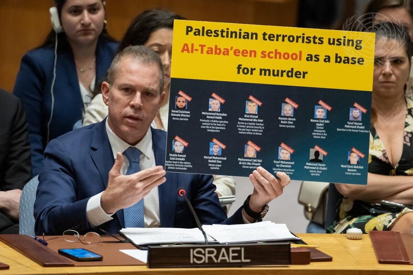 Gilad Erdan, the Israeli ambassador to the United Nations, addresses the Security Council meeting on the situation in the Middle East, including the Palestinian question, on Aug. 13, 2024. Credit: Manuel Elías/United Nations Photo.