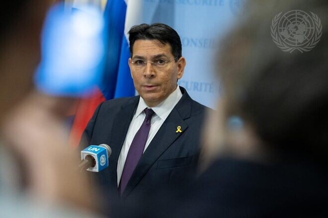 Danny Danon, Israeli ambassador to the United Nations, briefs reporters ahead of the U.N. Security Council meeting on the situation in the Middle East on Aug. 22, 2024. Credit: Manuel Elías/U.N. Photo.