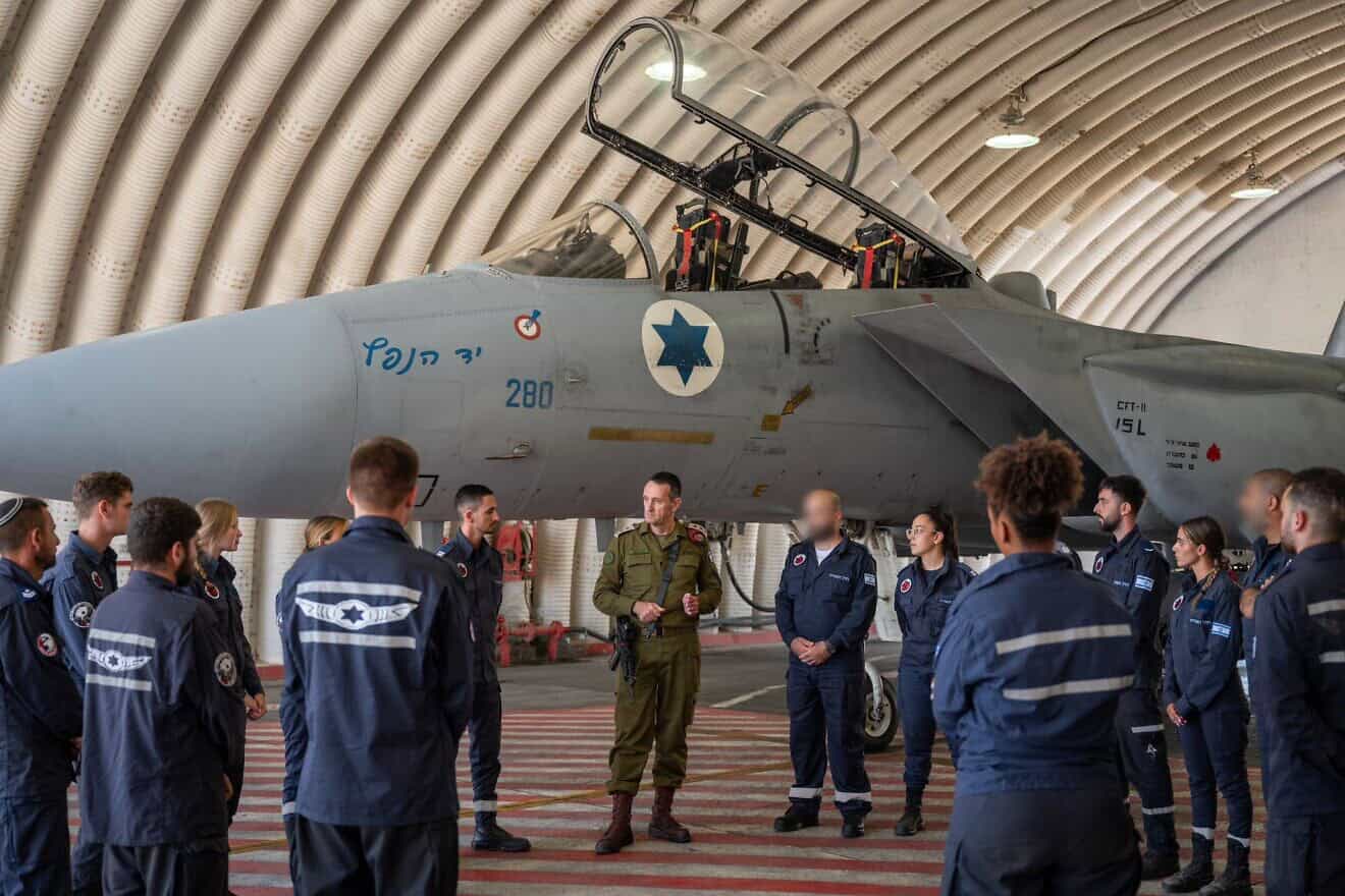 IDF Chief of Staff Lt. Gen. Herzi Halevi speaks during a visit to Tel Nof Air Force Base on Aug. 7, 2024. Credit: IDF.