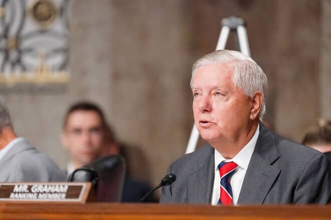 Sen. Lindsey Graham (R-S.C.) at a Judiciary Committee Hearing to examine stemming the tide of hate crimes in America, in Washington, Sept. 17, 2024. Credit: Daniel Rios/U.S. Senate.