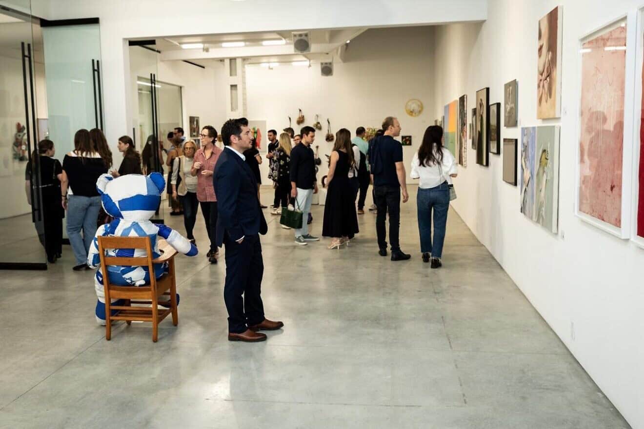 More than 200 curated Israeli artworks were on display in New York City as part of the inaugural Art Up Nation exhibition, September 2024. Credit: Courtesy of Omer Kaplan of DADA Studio.