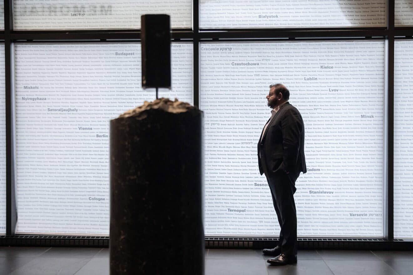 Federation CJA president Yair Szlak at the Montreal Holocaust Museum in Canada; two Molotov cocktails had hit a synagogue a few days earlier, a little more than a month after the Oct. 7 Hamas terrorist attacks in southern Israel, Nov. 14, 2023. Photo by Alexis Aubin/AFP via Getty Images.