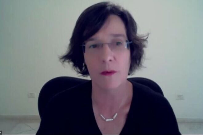 Daphna Hacker, chairwoman of the Israel Women's Network, during a March 1, 2024 webinar. Source: YouTube.