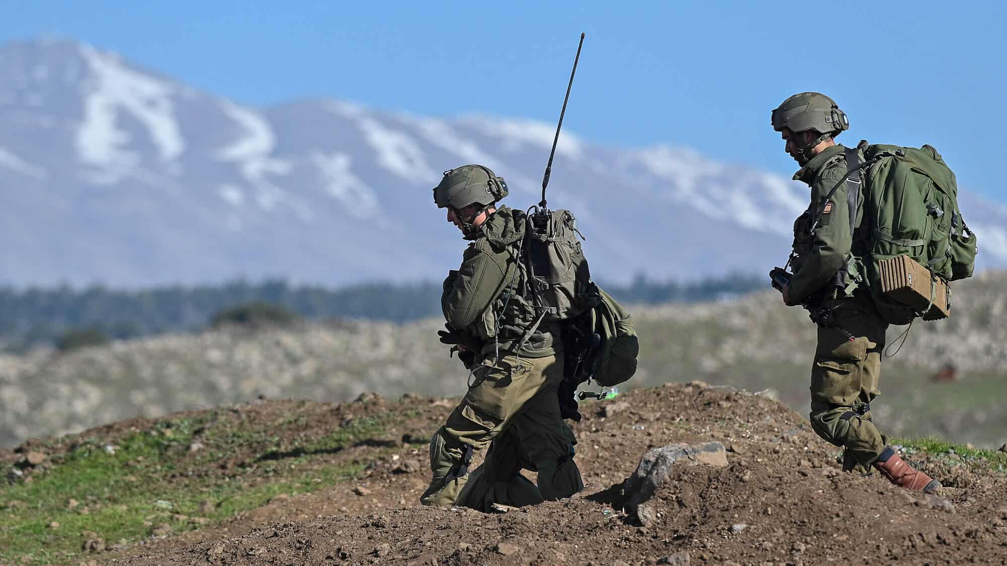 IDF paratroopers take part in a brigade drill at training area in the northern Golan Heights, on Jan. 12, 2022. Photo by Michael Giladi/Flash90.