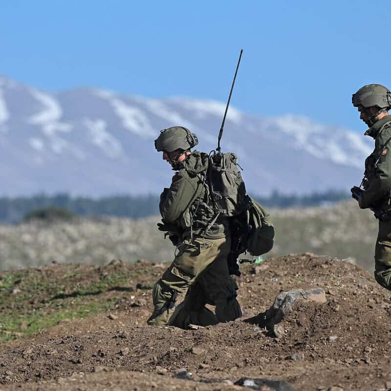 IDF paratroopers take part in a brigade drill at training area in the northern Golan Heights, on Jan. 12, 2022. Photo by Michael Giladi/Flash90.