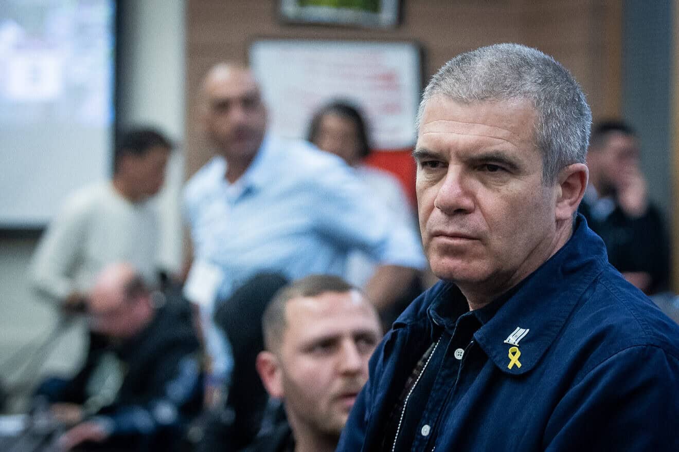 Gal Hirsch, the government's point man on missing and kidnapped citizens, attends the lobby for releasing the remaining hostages in the Gaza Strip, at the Knesset, April 10, 2024. Photo by Oren Ben Hakoon/Flash90.