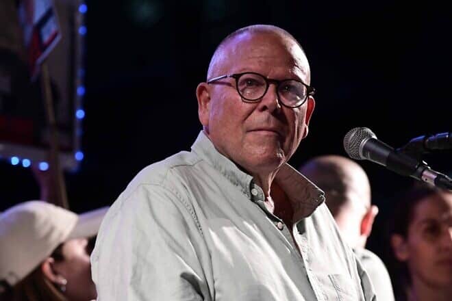 Histadrut labor federation head Arnon Bar-David attends a rally outside the Defense Ministry in Tel Aviv calling for the release of Israelis held by Hamas in Gaza, Sept. 1, 2024. Photo by Tomer Neuberg/Flash90.
