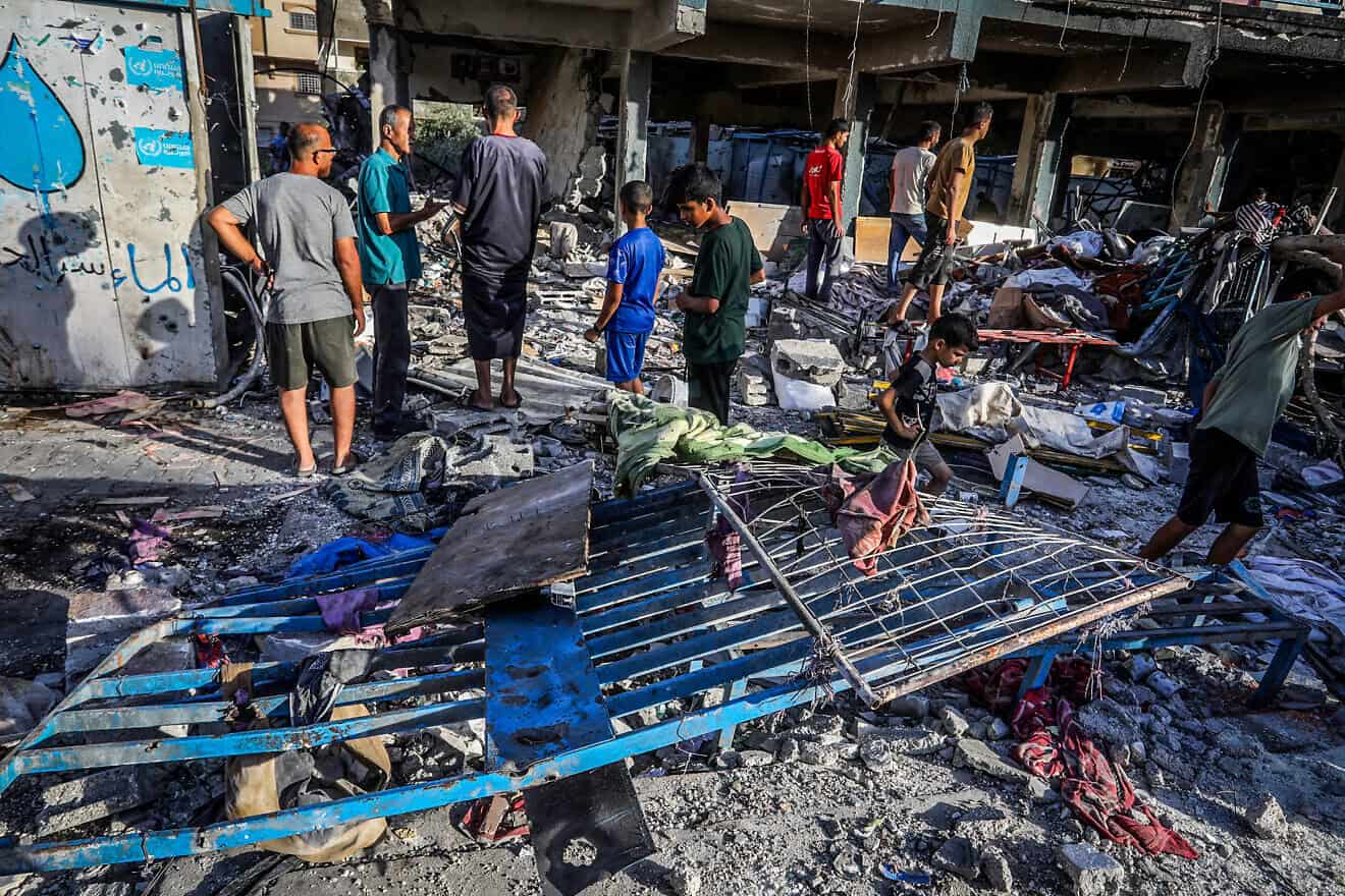 The aftermath of an Israeli airstrike on a Hamas command-and-control center in Nuseirat, the central Gaza Strip, Sept. 11, 2024. Photo by Abed Rahim Khatib/Flash90.